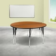 thumbnail image 2 of Flash Furniture Emmy 2 Piece Emmy 60" Circle Wave Flexible Oak Thermal Laminate Activity Table Set - Standard Height Adjustable Legs, 2 of 11