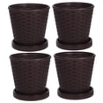 thumbnail image 6 of UPGRATOR 4-Piece Set Rattan Woven Simulation Flower Pots for Indoor Garden Use, Coffee Color, 13.5 x 13.5 x 13 in, 6 of 8