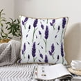 thumbnail image 6 of Fotbe Lavender Flowers Pattern Velvet Decorative Throw Pillow Covers with Elegant Piping, Soft Plush Cushion Cover for Sofa, Bed, Car, Office-20"x20", 6 of 8