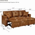 thumbnail image 3 of Pull-Out Convertible PU Leather Sectional Sofa Set with Reversible Chaise Lounge, Sleeper Loveseat Couch with Hidden Storage, 3 of 11