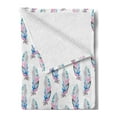 thumbnail image 2 of Feather Soft Flannel Fleece Blanket, Vintage Pattern with Grungy Feathers Boho Bird Soft Colors Ornate Retro, Cozy Plush for Indoor and Outdoor Use, 50" x 70", Blue Pale Pink Black, by Ambesonne, 2 of 5