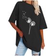 thumbnail image 1 of Camisetas de Manga Corta para las Mujeres Impreso Cuello Redondo Suelto Camiseta, Casual Cuatro Estaciones Blusa para el Hogar, 1 of 3
