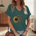 thumbnail image 2 of Puliio Women's T-Shirts Sunflower Butterfly V-Neck Short Sleeve T Shirt Summer Fashion Blouses Casual Loose Fit Tees Tops, 2 of 4