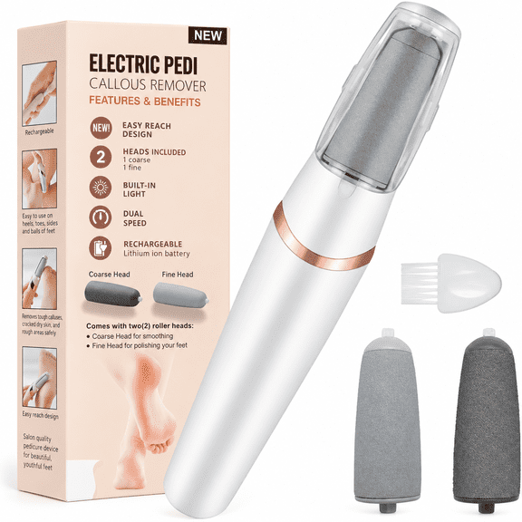 You PinTao Electric Foot File, USB Rechargeable Callus Remover with 2-Speed Rollers & LED Lights, Hard Skin Remover for Cracked Heels & Dead Skin