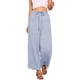 thumbnail image 1 of Pantalones anchos casuales para mujer INSPIRE CHIC con cintura elástica ajustable y nudos, con bolsillos, tamaño S, color azul, 1 of 6