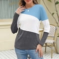 thumbnail image 6 of Womens Blouses Women's Color Block Tunic Tops Casual Long Sleeve Shirts Round Neck Pullover Long Sleeve Shirts for Women, 6 of 6