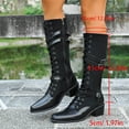 thumbnail image 7 of Wovix Women's Pu Knee High Riding Combat Boots Trendy Streetwear Boots Buckle Riding Boots Party Wear Daily Work Black 37, 7 of 7