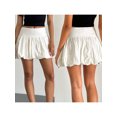 thumbnail image 2 of FOCUSNORM Women's Summer Mini Skirt Solid Color Low Rise Puffy Short A-Line Skirt for Party, 2 of 9