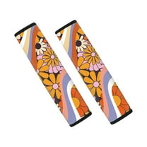 Renewold Car Seat Belt Pads for Women Men Automobile Harness Pads for SUV Truck Vans Sedans Protect Shoulder Seat Belt Covers, 2 Pack, Hippie Flower Daisy