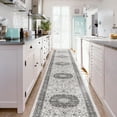 thumbnail image 2 of Hallway Washable Runner Rug - 2'6x14 Kitchen Rugs Entryway Vintage Soft Floor Mat Non Slip Indoor Farmhouse Carpet For Bathroom Living Room Bedroom (2'6''x14'  Grey), 2 of 7