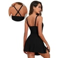 thumbnail image 3 of SHEWIN One Piece Swimsuit for Women Tummy Control Swim Dresses Skirt Tie Knot Swimdress Bathing Suit Black, 3 of 9
