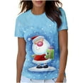 thumbnail image 5 of Lolmot Women Christmas Shirt Cartoon Snowman Santa Christmas Tree Graphic Tee Plus Size Casual O-Neck Short Sleeve Tunic T-Shirts, 5 of 5