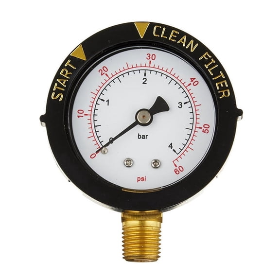 190058 Pressure Gauge 0-60 PSI,Start and Clean Filter Water Pressure Gauge with 1/4 Inch NPT Bottom Mount Swimming Pool