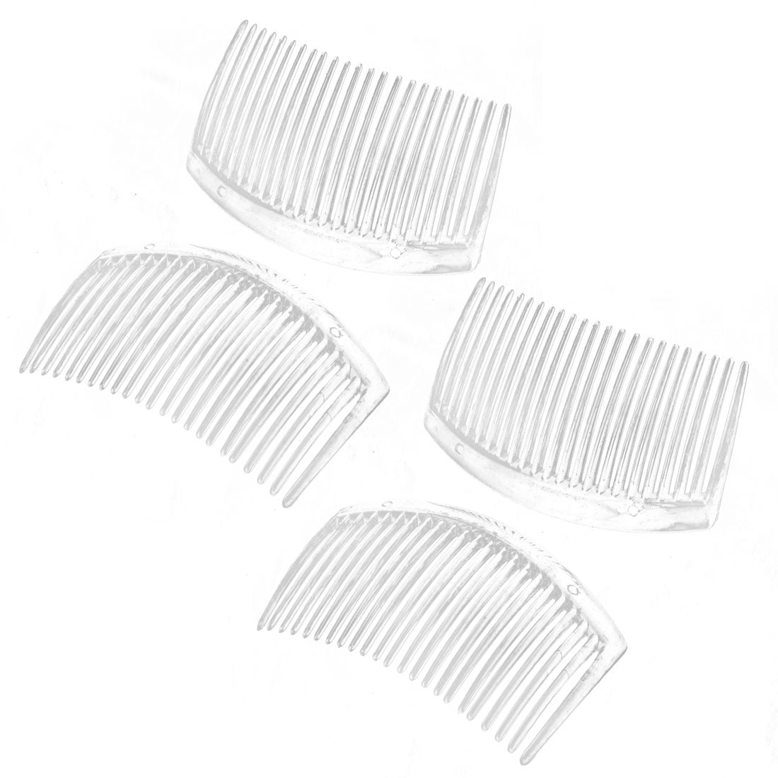 Lady Plastic 23 Tooth Hair Comb Clip Decor DIY Accessories Transparent 4 Pcs