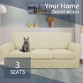thumbnail image 2 of Housses de Canapé les Plus Récentes 4 Pcs pour Canapé 3 Coussins Housse Extensible avec 3 Housses de Coussin Épaisse Ajustée pour Protection de Meubles pour Chiens (Canapé, Beige Clair), 2 of 7