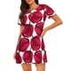 thumbnail image 1 of Easygdp Tulips Flowers Camisón de manga corta para mujer, informal, estampado, 1 of 6