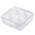 thumbnail image 1 of Matsuzay Bandeja para servir aperitivos de cuatro compartimentos de fruta transparente Recipiente de almacenamiento de dulces de plástico multiusos Mostrada Blanco No.01 Matsuzay HA028041-01, 1 of 6