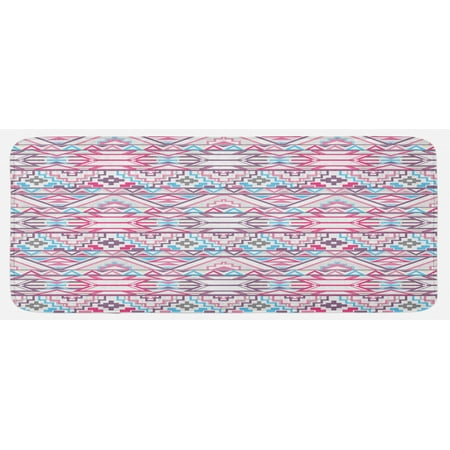 

Pastel Kitchen Mat Ikat Style Abstract Geometric Aztec Inspired Art Plush Decorative Kitchen Mat with Non Slip Backing 47 X 19 Pink Pale Blue Purple by Ambesonne