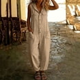 thumbnail image 6 of Guluxicc Womens Hooded Linen Jumpsuit Sleeveless Button Down Utility Pockets Tapered Leg Casual Loose Summer Vacation Overalls, 6 of 7