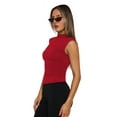 thumbnail image 2 of Sleeveless Crop Tops for Women Mock Neck Ruched Tank Tops Y2k Going Out Tops Solid Slim Fitted Shirts Red S, 2 of 7