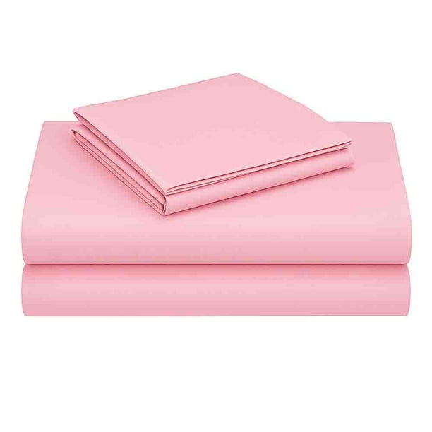Juego de Sábanas Tacto Algodón Matrimonial 4 Piezas Ultra Suaves y Frescas Color Rosa Pastel Kyuden Home