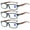 3 Pairs of Brown, variant on 3 Pack Mens Rimmed Sport Reading Glasses +2.0, Womens Blue Light Blocking Plastic Black Frame Red Temple Readers 2.0