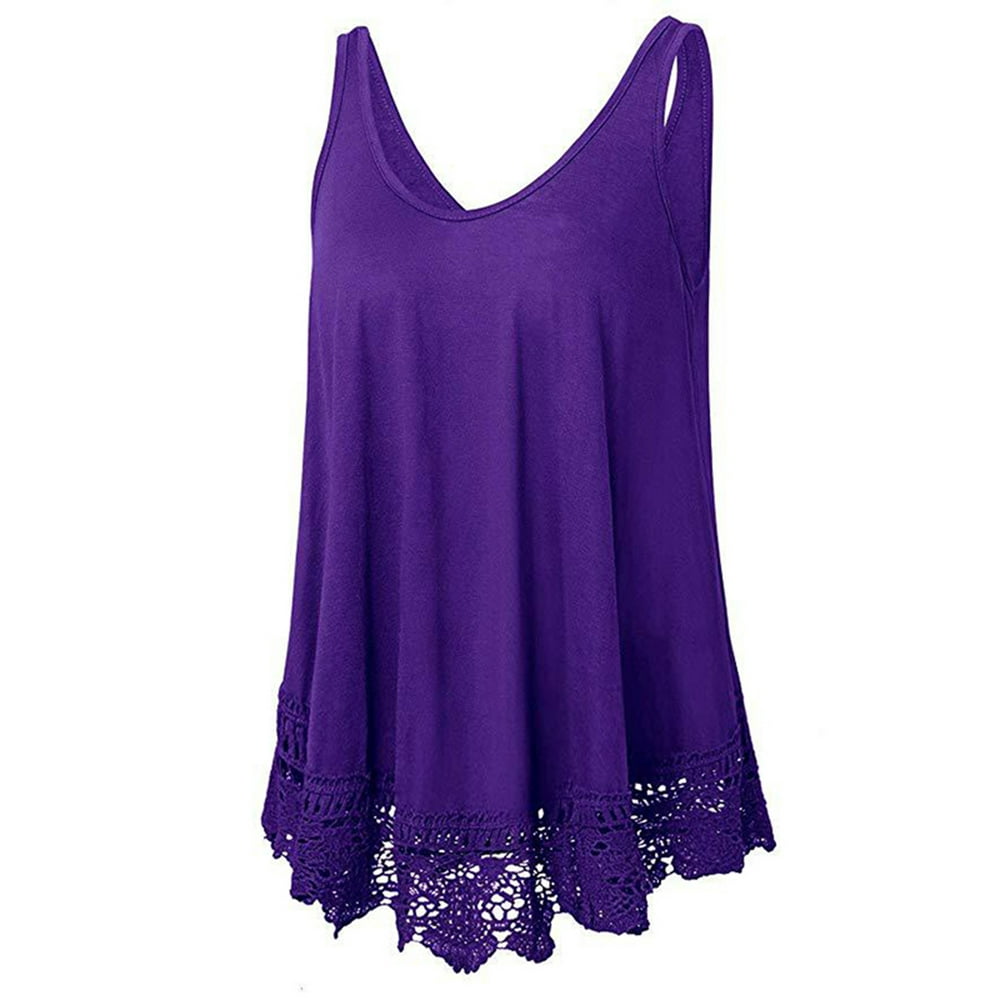 Lumento - Swing Lace Flowy Tank Top for Women V Neck Cami Vest T Shirt ...