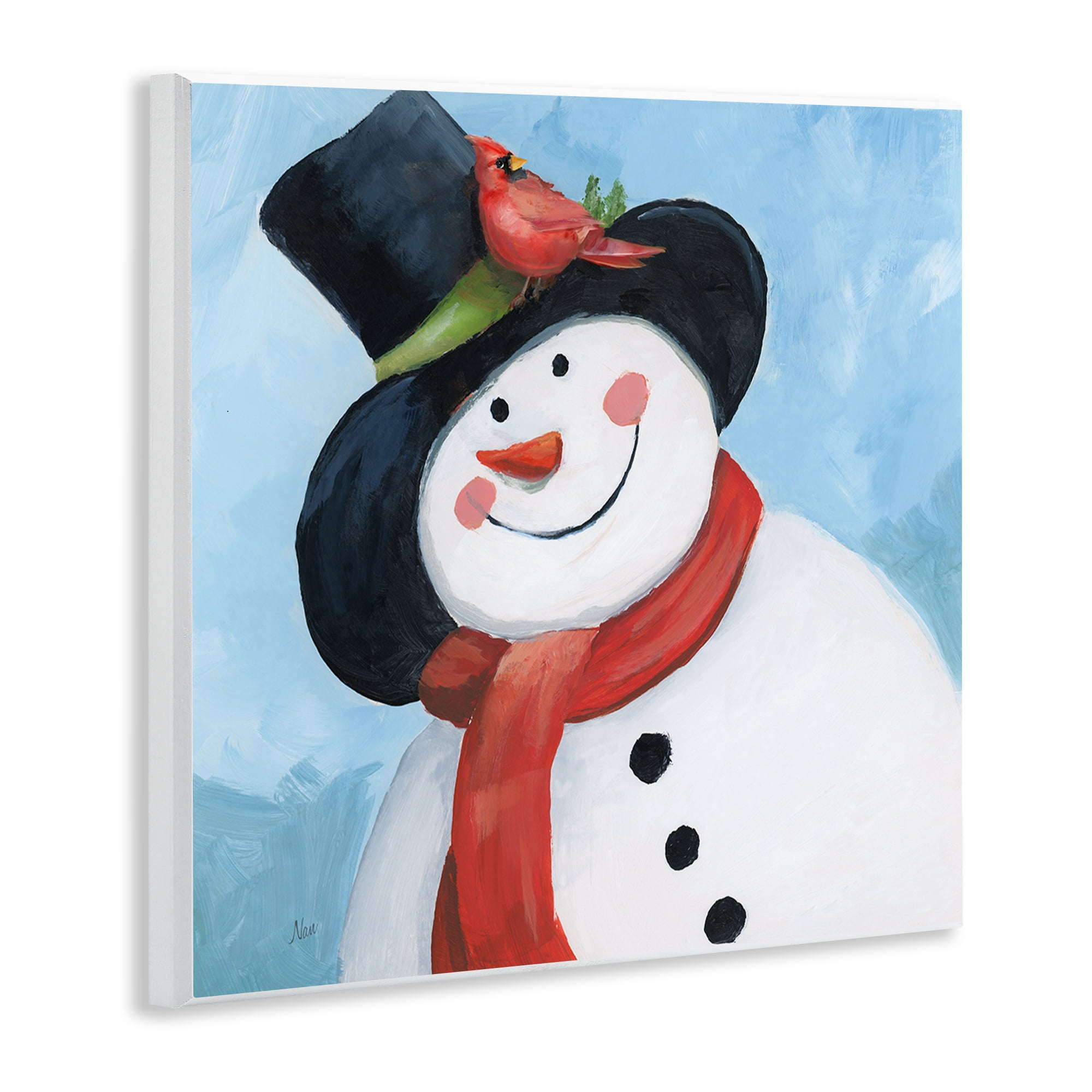 Stupell Industries Cheerful Snowman with Cardinal Wall Plaque Art, design by Nan