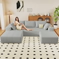 thumbnail image 3 of ODUWA 96" U-Shaped Modular Sectional Sofa with Ottoman,No Assembly Required,Deep Seat Corduroy Cloud Couch for Living Room & Bedroom,Light Gray, 3 of 9