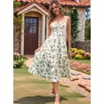 thumbnail image 4 of Midi Corset Dress Flowy Slit Lace Up Dresses for Women Tea Party A Line Casual Sundress Light Green M, 4 of 5