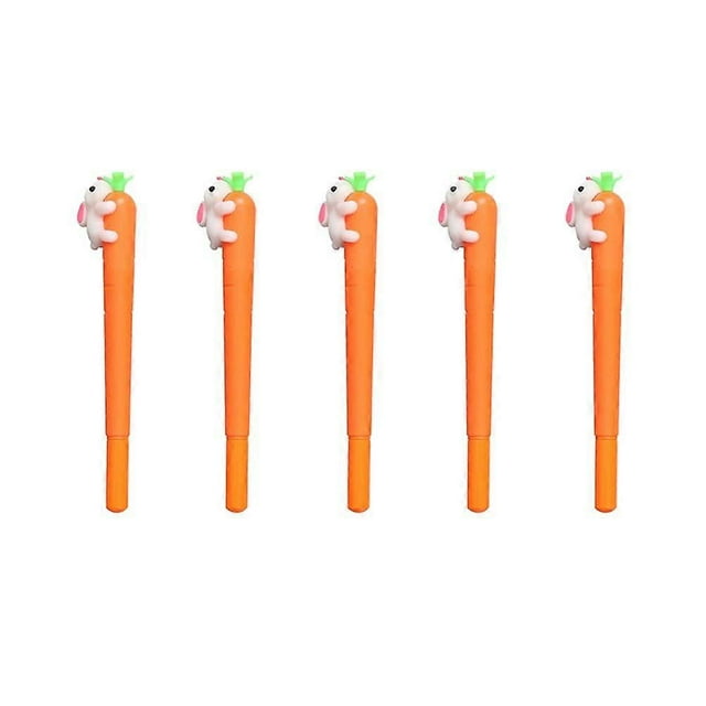 5PCS 0.5MM Carrot Shaped Black Ink Gel Pen Rabbit Gel Pen for School Office Students