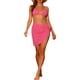 thumbnail image 2 of Conjuntos de bikini de 3 piezas para mujer, con escote halter, trajes de baño de malla con pareo y falda de playa, traje de baño pequeño en rosa intenso, 2 of 5