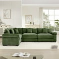 thumbnail image 2 of 117" Modern Corduroy Sectional Couches for Living Room, Comfortable Corner Couch Sofa, Green 3 Seater Corner Couch for Flexible Layout, Muebles para la Sala, Oversized Sofa Set, 2 of 10