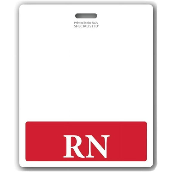 5 Pack - Oversized RN Badge Buddy - Horizontal Badge Backer Card for Registered Nurse - USA Printed by Specialist ID (Red)