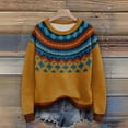 thumbnail image 2 of WTOBBY Women's Christmas Print Knit Sweater, Cute and Fun Holiday Pullover for Fall and Winter, Long Sleeve Knitted Top with Festive Patterns and Designs,Earthy Yellow XL, 2 of 5