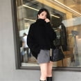 thumbnail image 5 of Suéter de cuello alto para mujer, moda coreana, otoño e invierno, suelto, negro, manga larga, color sólido, sencillo, informal, pulóveres para mujer, 5 of 5