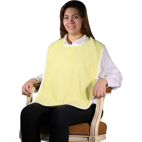 Terry Adult Bibs with Velcro Closure - 18x30-3 Pack Yellow