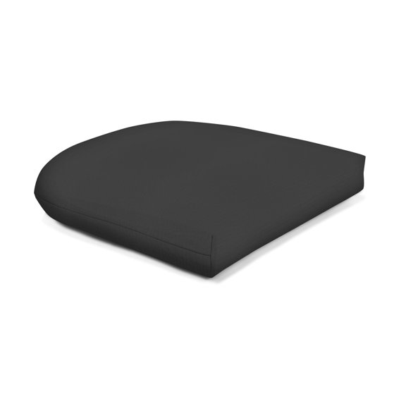Casual Cushion Wicker Outdoor Chair Cushion, Sunbrella Fade & Water Resistant for Wicker Dining Chairs & Sunroom Seats, 18"W x 18"D, 2.5" thick, Reversible, Canvas Black