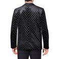 thumbnail image 3 of INSPIRE CHIC Men's Blazers Velvet Peak Lapel Argyle One Button Shiny Blazers L Black, 3 of 5