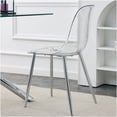 thumbnail image 4 of Modern Minimalist Transparent Dining Chair Set of 6, Silver Metal Leg Armless Crystal Chairs for Kitchen, Dining Room, Nordic Makeup Stool, 4 of 10