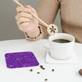 thumbnail image 6 of Kll Square Drink Coasters Set Of 4,Pu Leather Absorbent Coasters Set Decorative Coffee Cup Coasters Housewarming Gift For Home Decor-Purple Glitter, 6 of 9