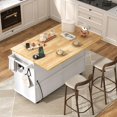 thumbnail image 6 of ChVans 59" W Kitchen Island with Drop Leaf, Rolling Kitchen Cart with Storage on Wheels, Large Island Table for Kitchen with Rubber Wood Top and Rack and Drawer, 6 of 9