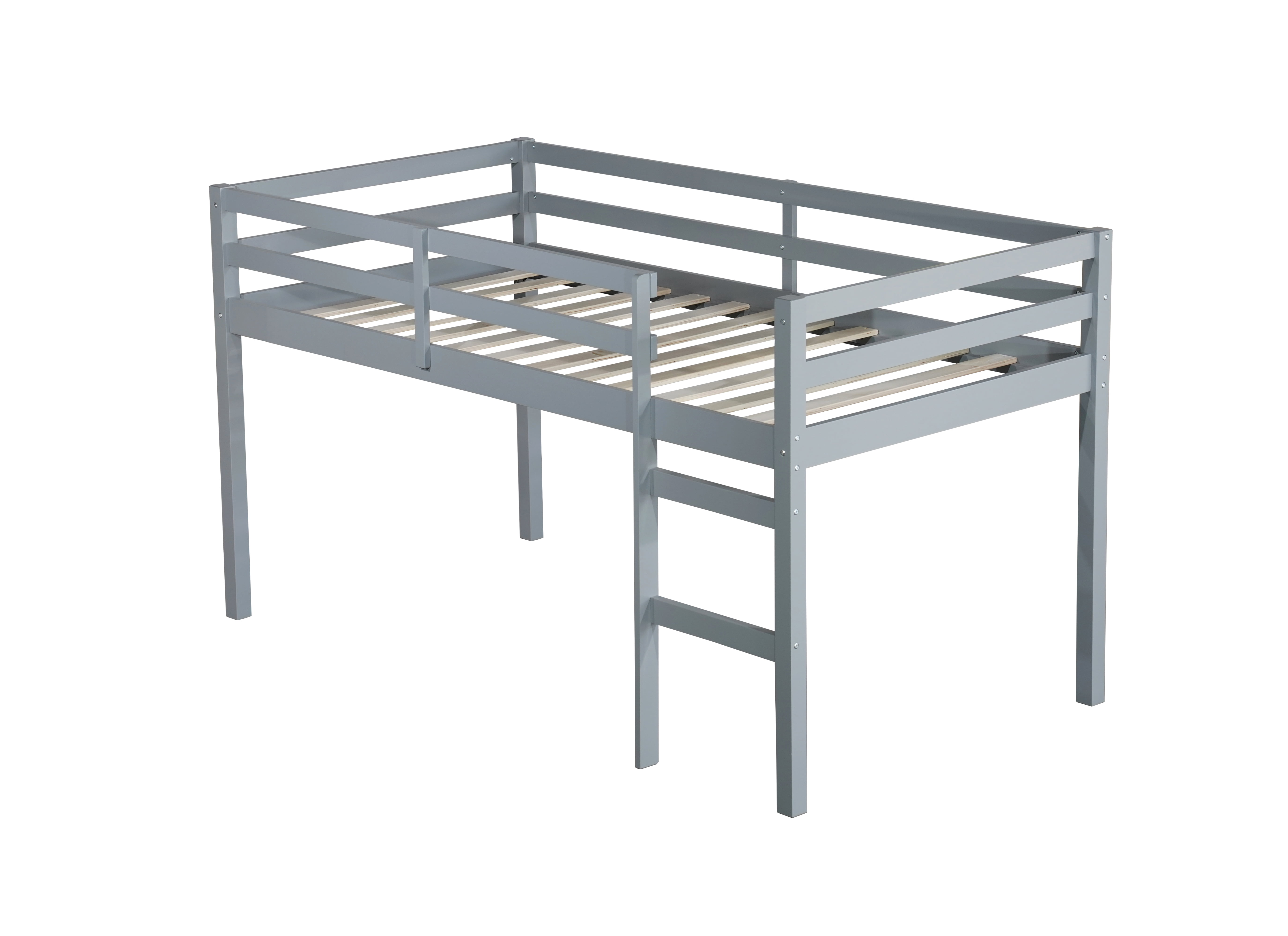 Sailvan Solid Wooden, Rubber Wooden Twin Loft Bed with Ladder, Bed Platform of Strengthened Slats