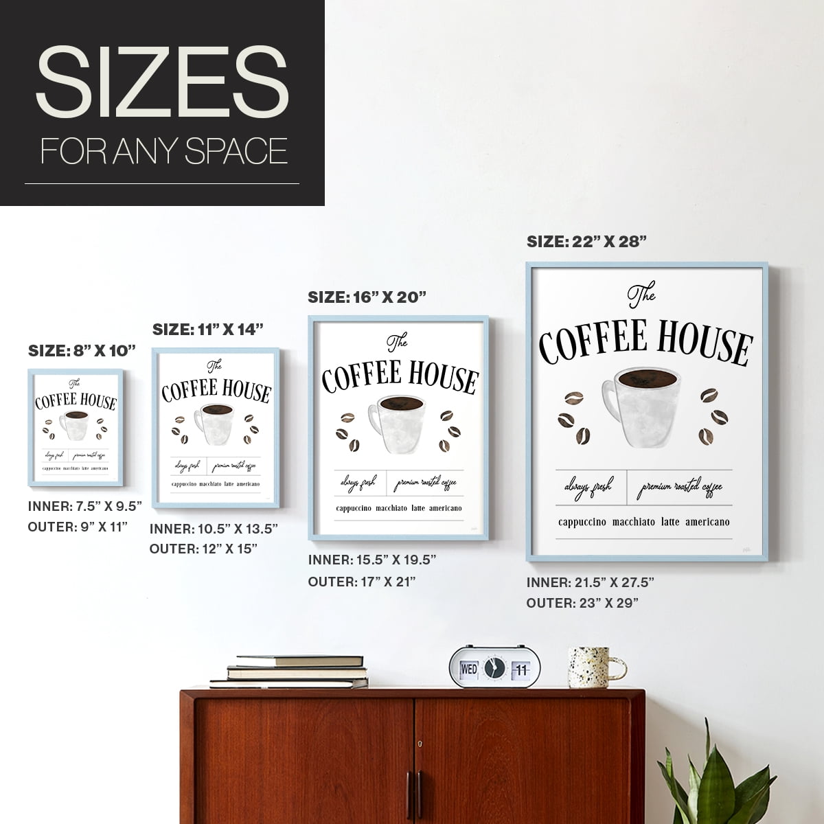 Always Fresh Coffee House in Paper Solid Wood 11 x 14 Framed Print