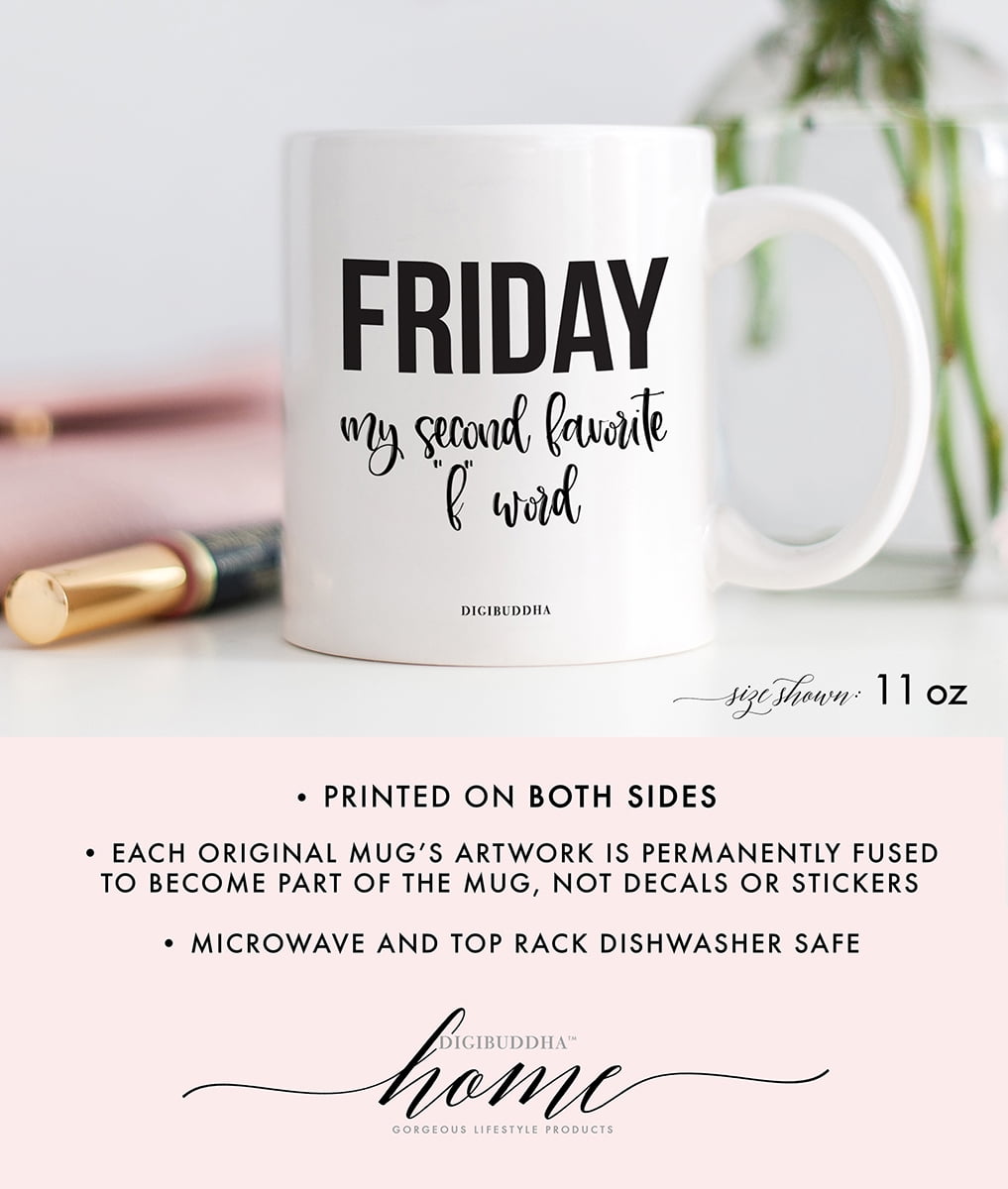 Coffee Mug “Is It Friday Yet?” TGIF Office Mug Background Decor Cartoon