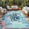 thumbnail image 2 of Coastal Octopus Blue Outdoor Rug 3x5 Ft - Reversible Patio Rug Outdoor Camping Rugs, Summer Beach Nautical Coral Starfish Indoor Outdoor Area Rugs, Non-Slip Outdoor Carpet Runner for Deck/Porch, 2 of 8