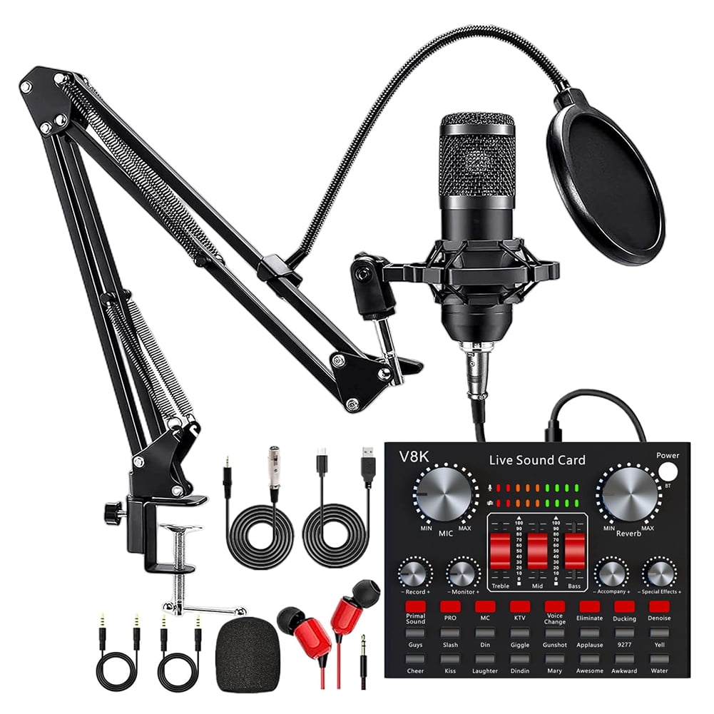 golytefs All-in-one Recording Studio Package Audio Mixer Hanging Condenser Microphone Kit