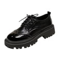 thumbnail image 3 of Wingtip Brogue Lace Up Platform Oxford Shoes for Women Round Toe Thick Lug Sole Retro Preppy Style Casual Walking Shoes, 3 of 5