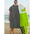thumbnail image 2 of SUN CUBE Surf Poncho Changing Robe with Hood, Thick Quick Dry Microfiber Wetsuit Changing Towel for Surfing Beach Swim Outdoor Sports Men, Absorbent Wearable Towel Cover Up with Pocket, Gray, 2 of 7