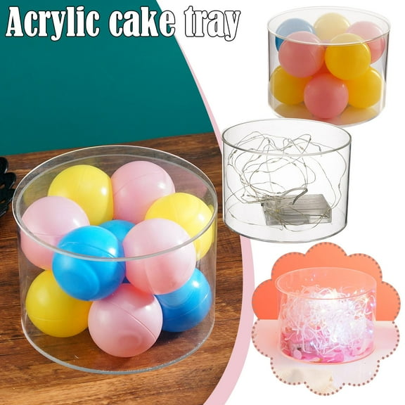QHUDLV Acrylic Fillable Cake Stand Cake Riser Cake Tier, Round Cylinder Display Riser Display Box, Decorative Centerpiece for Wedding Birthday Party